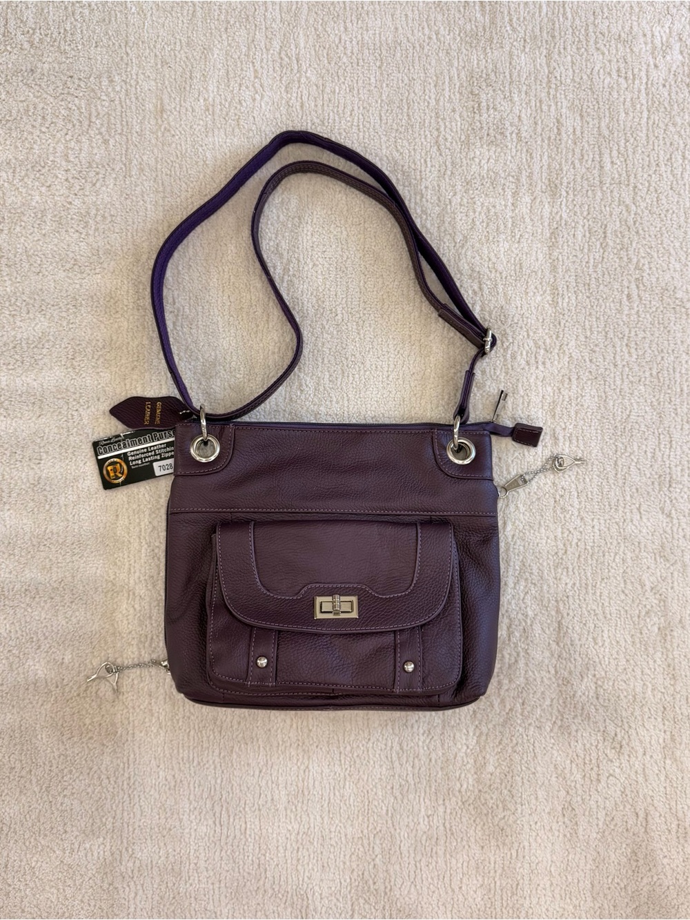 Women's Purple Genuine Leather Crossbody Bag